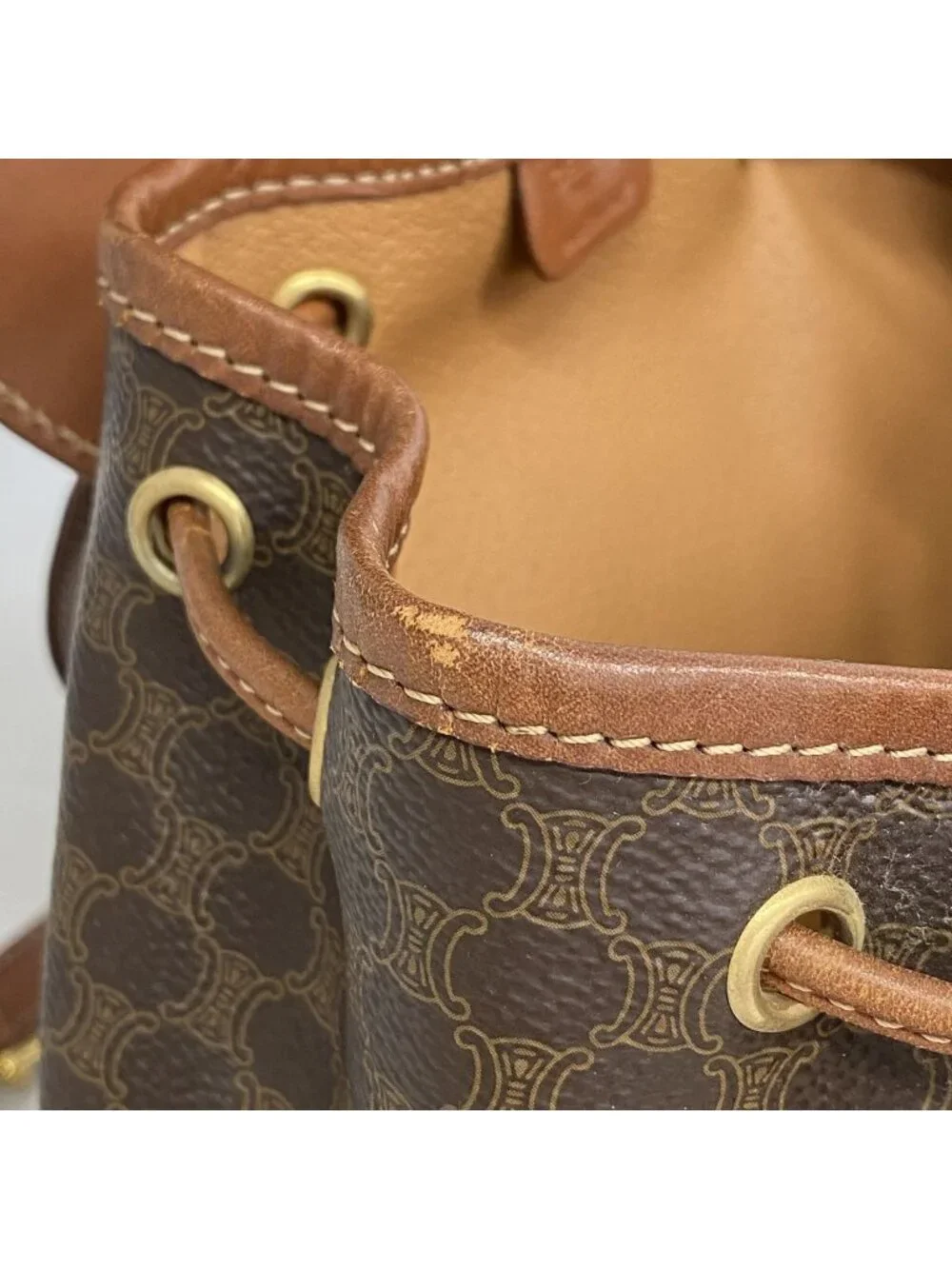 Celine Backpack Macadam Brown Gold
